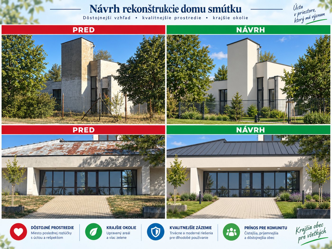 Dom smútku – porovnanie pred a po