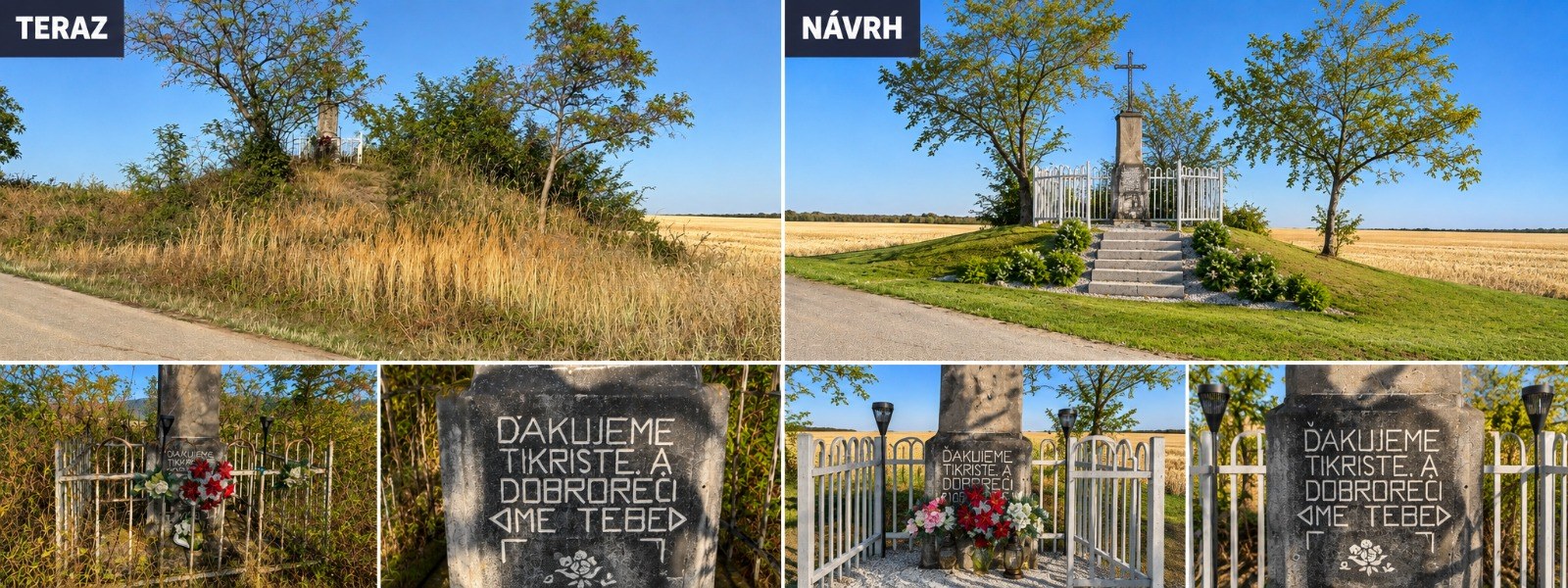 Kríž pri ceste – porovnanie pred a po