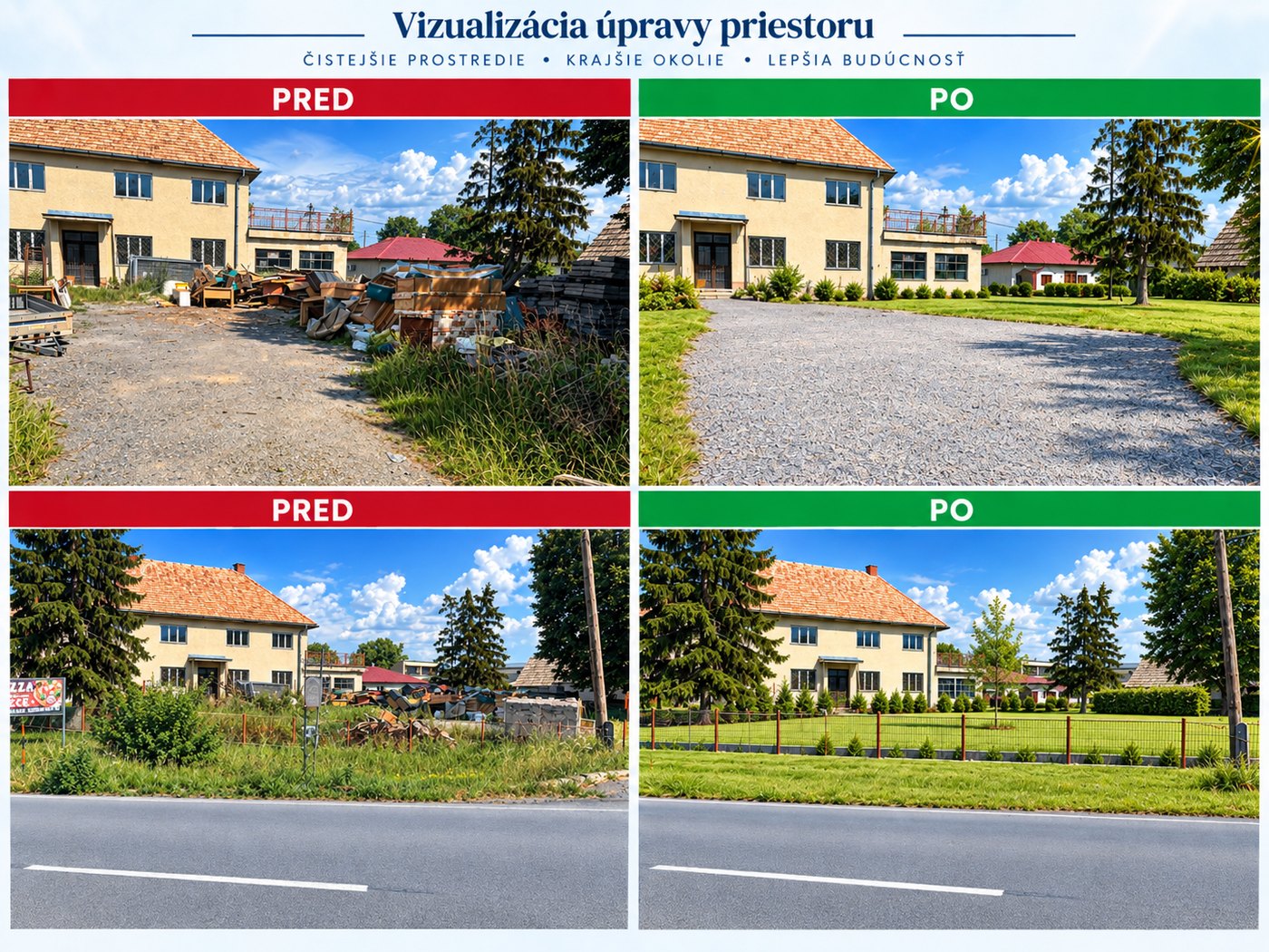 Úprava verejného priestoru – porovnanie pred a po